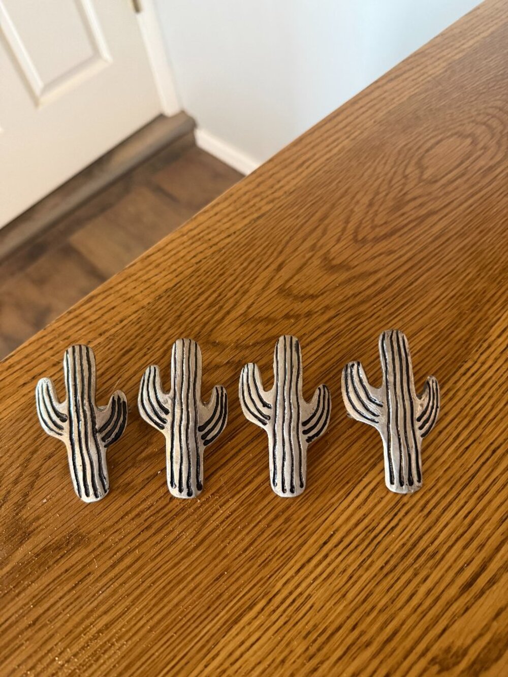 4 Vintage Metal Cactus Shaped Napkin Rings